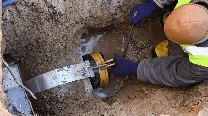 Technician performing underground drainage repair for foundation protection and gutter systems in Naperville, IL